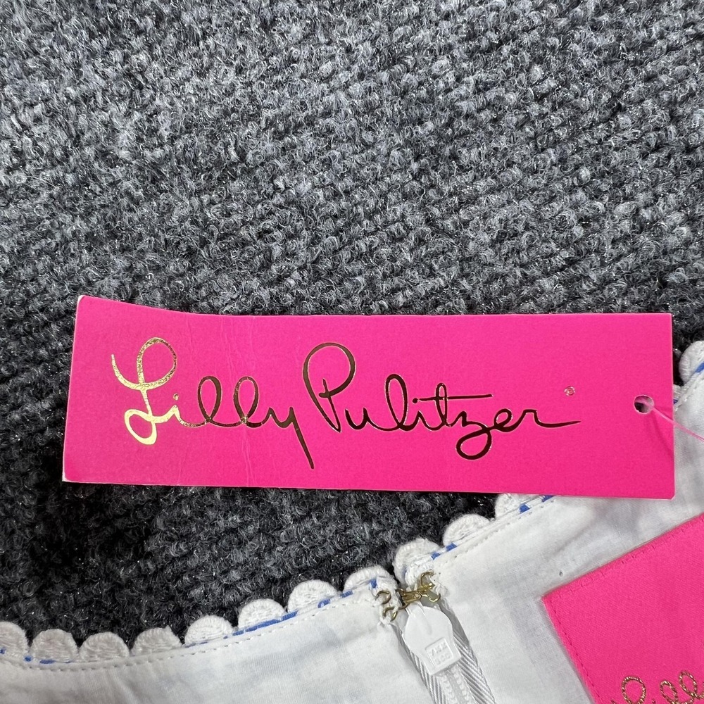 Lilly Pulitzer Dress Womens 2 Coastal Blue Fancy Feet Melani Shift Lace Trim - Picture 4 of 9